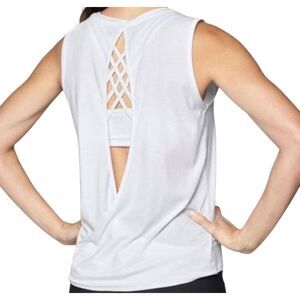 ATHLETA Essence Open Back Tank In White Size MT